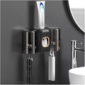 Toothbrush Rack Wall-Mounted Toothpaste Squeezer Wash Room Tooth Cup Tooth Cylinder Wash Cup Rack Bathroom Punch-Free Toothbrush Holder Bathroom Toothbrush Holder(C)