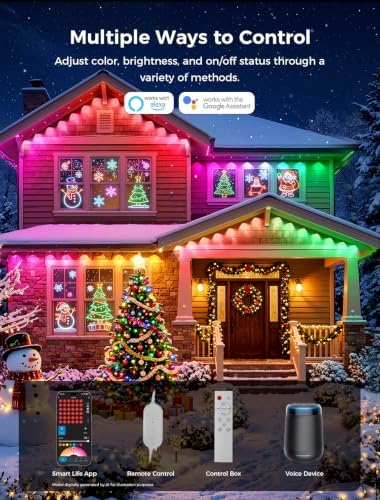 CDN Permanent Outdoor Lights for House, 150FT RGBICW Christmas Eave Lights