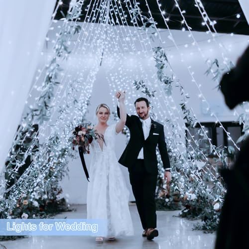JMEXSUSS 800 LED White Christmas String Outdoor Lights Plug in