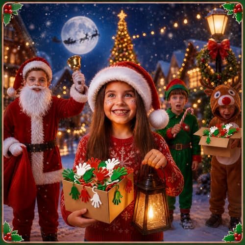 Realspring 300 Pcs Christmas Throws Sticky Hands, Red, Green, White