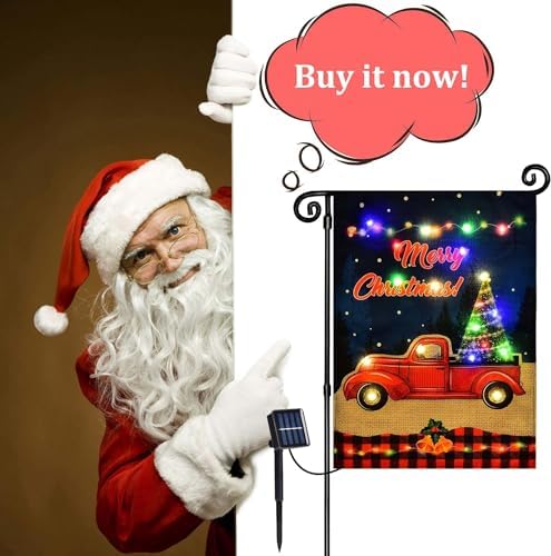 Lighted Christmas Truck Garden Flag Outdoor Decor, 28x40 In