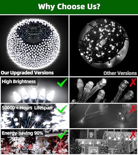 1500 LED 470FT Christmas Lights,12 Modes Outdoor String Lights, Cool White
