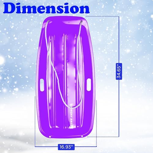 Slippery Racer Downhill Sprinter Flexible Kids Toddler Plastic Cold-Resistant Toboggan Snow Sled with Pull Rope and Handles -35 Inch