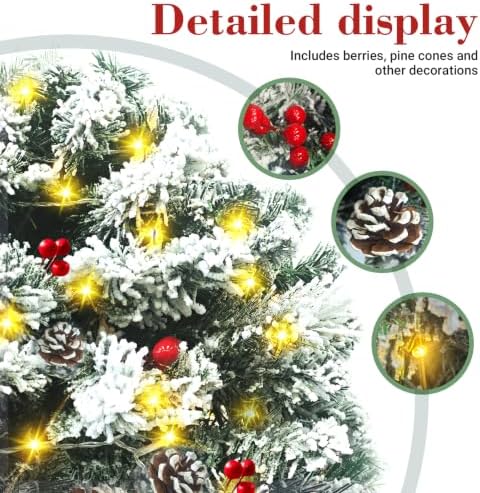 2 Pack Snowy Lighted Christmas Urn Filler, Outdoor Porch Decor