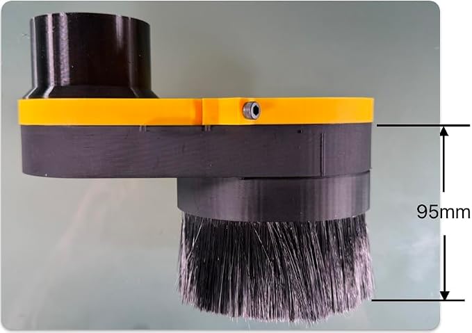 Extended Reach CNC Dust Shoe for 90mm Spindle, Clear + Brush Combo Dust Boot, Magnetic Quick-Release Split Base, 2-1/2” Vacuum Port, CNC Spindle/Router Dust Collection (90mm Dia.)
