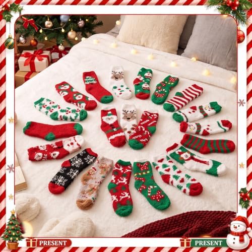 100 Pairs Christmas Fuzzy Socks Bulk for Adults