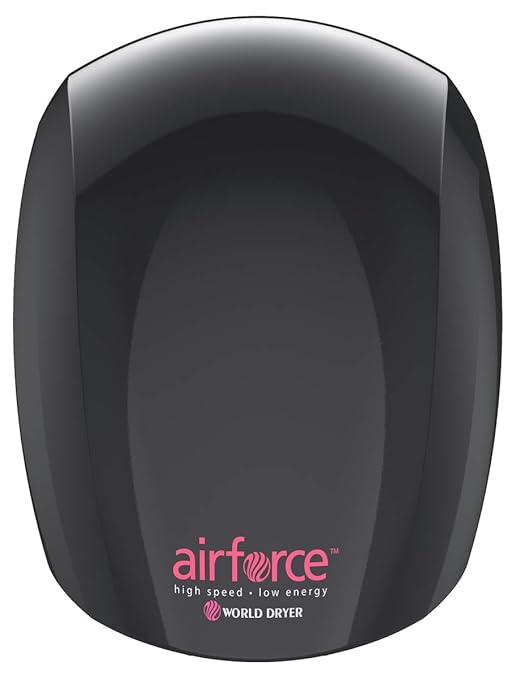 World Dryer - J-162A3 J-162 Airforce Automatic High-Speed Energy-Efficient Hand Dryer Aluminum Cover, Black 110-120V