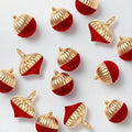 12PCS Red and Gold Velvet Christmas Balls Ornaments,Two Style