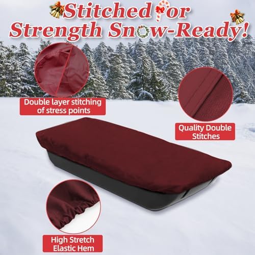 Snow Sled Travel Cover - Waterproof 600D Oxford Fabric, Adjustable Elastic Bands, Reinforced Stitching, Protects from Snow, Water & Dirt, Ideal for Ice Fishing Sled Shelters & Hunting, Red