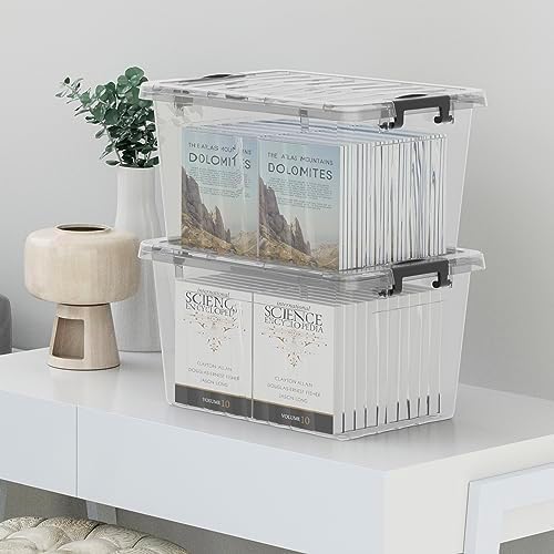 Cetomo 18Qt Plastic Storage Bin, Stackable Storage Box with Lid, Organizer, Container for Home, Office, Drom, PP, BPA-Free, Nestable, Clear, 18Quart-6 Pack