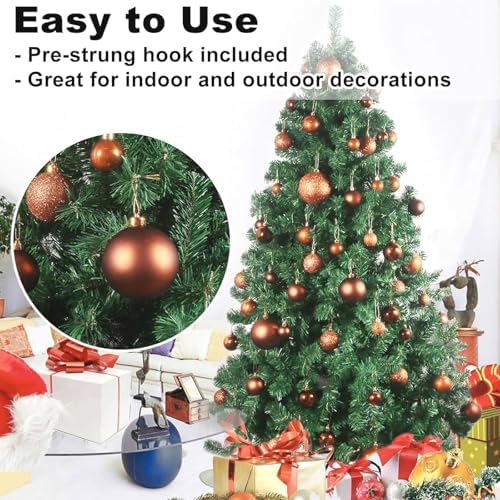 Orange Bronze 3.2" Large Christmas Balls - Christmas Tree Decoration Ornaments Shatterproof Hanging Balls for Birthday Halloween Holiday Wedding Decorations Set of 10pcs