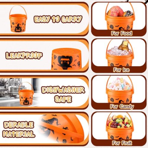 30 Pack 50 oz Halloween Trick or Treat Bucket Bulk