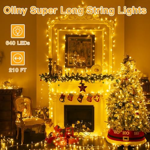 Ollny Christmas Lights Outdoor, 210FT 640 LED Color Changing String Lights