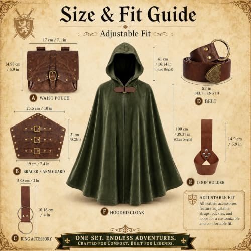 Renaissance Costume for Men, Viking Cloak Set, Ren Faire Halloween