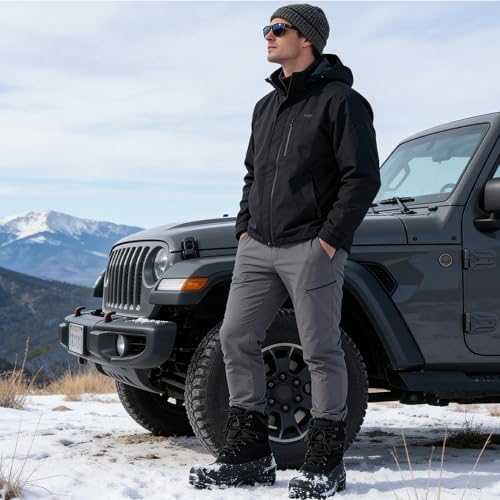 FREE SOLDIER Men's Waterproof Fleece Winter Snow Boots
