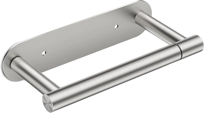 FORIOUS Toilet Paper Holder Wall Mount, Stainless Steel Rustproof Double Post Pivoting Tissue Roll Holder for Bathroom, Commercial Toilet Paper Dispenser (Stainless Steel, Modern Round 1 Pack)