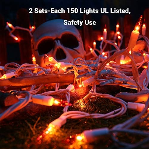 Brizled Halloween Lights Outdoor, Orange Lights 300 Count, 69.6ft, Likable