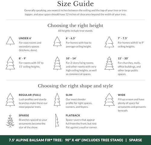 Balsam Hill 7.5ft Pre-Lit Alpine Balsam Fir - Sparse Artificial Christmas Tree with 450 Clear LED Fairy Lights, Pre-Fluffed Memory Wire Branches & Easy Plug Technology for Grand Spaces