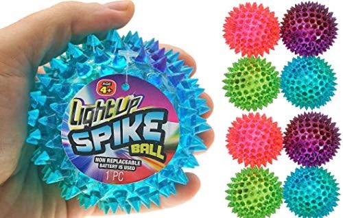 JA-RU Large 3.25" Light Up Spiky Rubber Ball (8 Balls) 699-8s