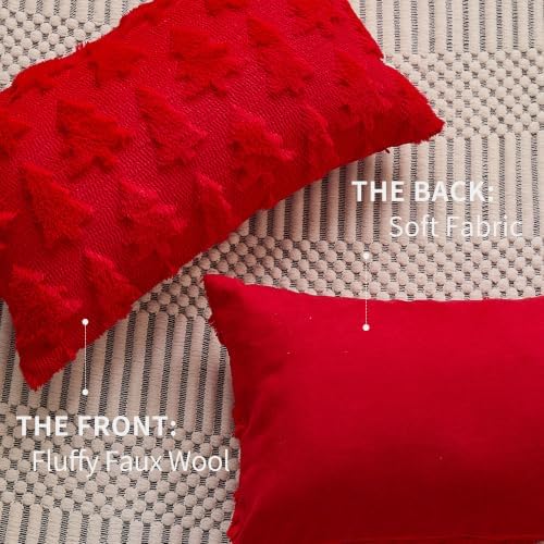 DFXSZ Christmas Tree Pillow Covers 12x20 Set of 2 Christmas Decor Red