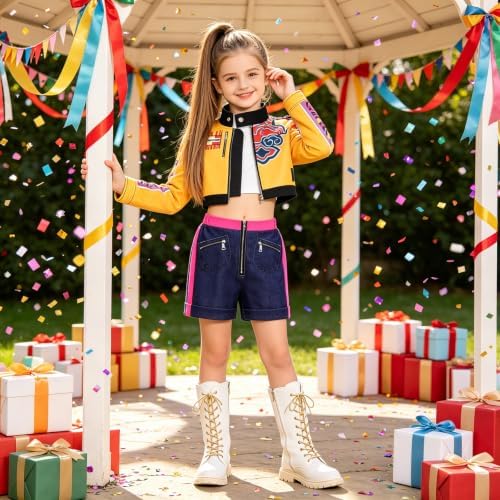 ELIM Kids Pop Star Costume Girls Halloween Costumes Set with Accessories