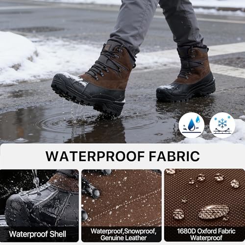 FREE SOLDIER Men's Waterproof Fleece Winter Snow Boots