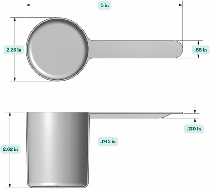 148 mL (148 CC | 5 Oz.) Long Handle Plastic Measuring Scoop for Coffee, Protein Powder, Pet Food, Spices, Grains, Dry Goods – Food-Grade BPA-Free (Pack of 25)