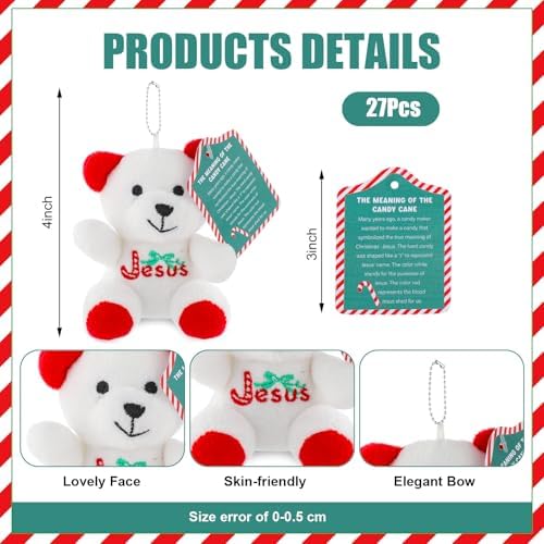 Poen Jesus Cane Plush Toy White Red Christmas Religious Decoration