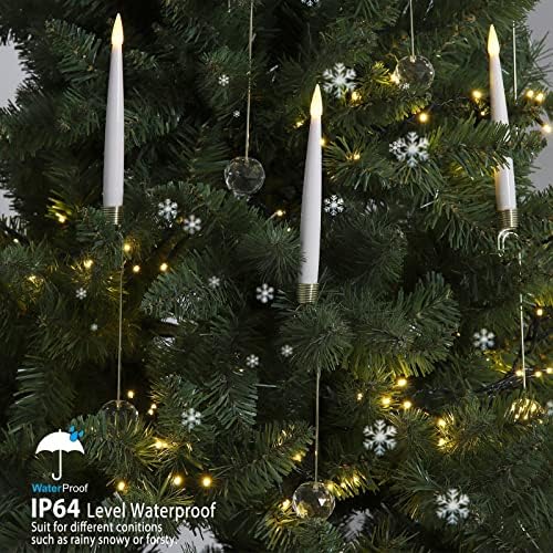LUSHARBOR Christmas Tree Candles, 10 Pack Flameless Taper Candles for Trees