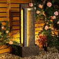 Sunlinua 43H Modern Outdoor Water Fountain with LED Light