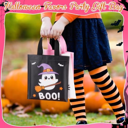 Sweetude 120 Pcs Halloween Tote Bags Bulk Halloween Trick Treat with Handle
