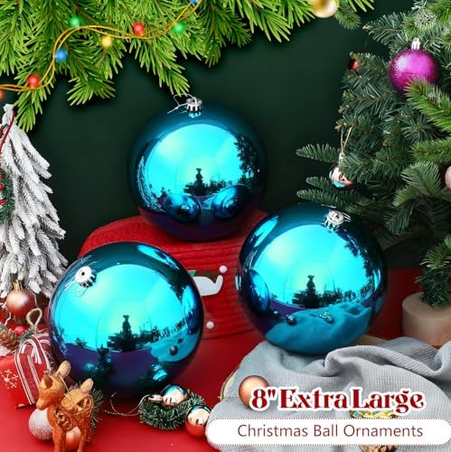 Zubebe 6 Pcs 8 Inch Large Outdoor Christmas Ball Ornaments,Ice Blue