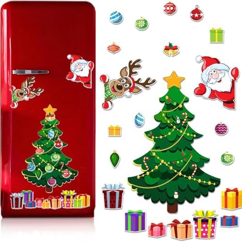 Magnetic Christmas Tree for Refrigerator, Soft Magnetic Set, Reusable Holiday Decor for Kids & Family, Lovely Xmas Decoration for Home, Kitchen, Office (Xmas Tree-A)