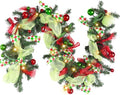 Riceshoot 6 ft Red Green Christmas Artificial Garland with LED Lights