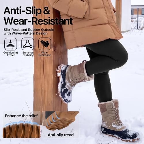 FREE SOLDIER Women's Waterproof Winter Cold Weather Snow Boots for Women Outdoor Fashion Duck Boots Comfortable Insulated