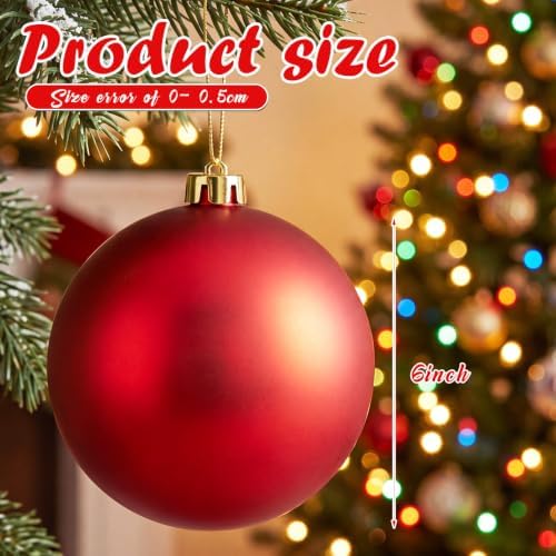 Threan 6 Inch Red Matte Large Christmas Ball Ornament