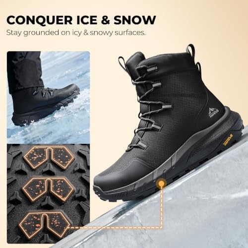 NORTIV 8 Men's Wide Winter Boots Grip on Snow Ice