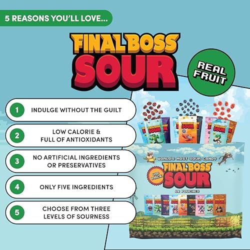 Final Boss Sour Fruit Candy, Berries Variety, All Levels, 18 Pack