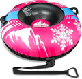 ZMLM Snow Tubes for Sledding Heavy Duty - 48'' Inflatable Snow Tube with Premium Canvas Cover for Kids Adults,Towable Snow Sled Thickened Bottom Winter Gift Outdoor Fun Toys for Boys Girls