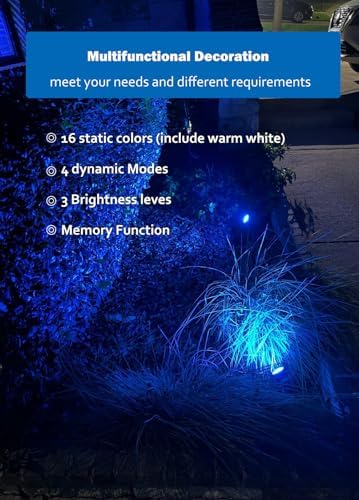 Halloween Christmas Spotlight Outdoor: 12W RGBW LED Spot Lights Outdoor with 16 Color Changing for Yard Garden Decor | 4 Pack of IP65 Waterproof 120V Plug in Landscape Lighting with Remote