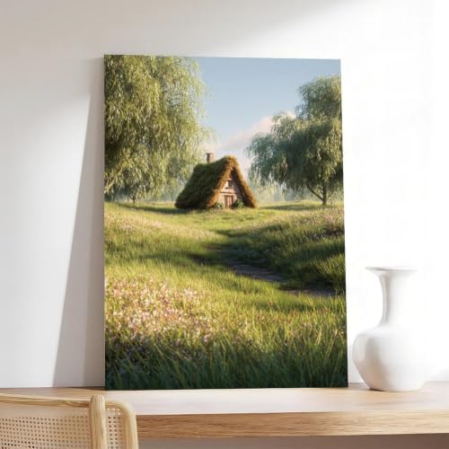 JDBeehpy Thatched Cottage Wildflower Meadow Wall Prints Unframed 12x18inch