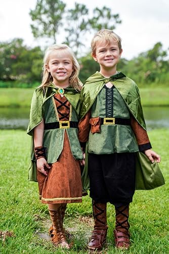 ReliBeauty Archer Costume Girls Huntress Costume for Girls with Cape,Green