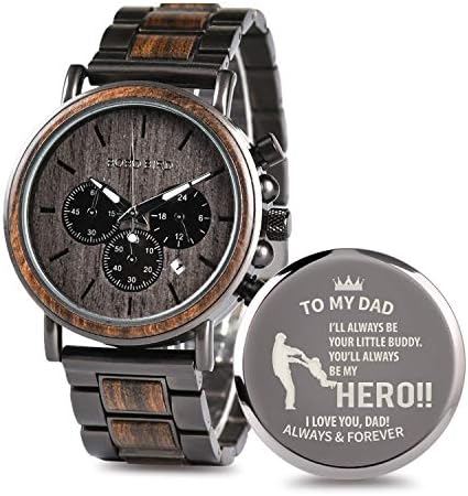2win Engraved Wooden Watch for Boyfriend My MAN Fiancé Husband Customized Personalized Wood Watches for Men Birthday Anniversary Personalized Watch