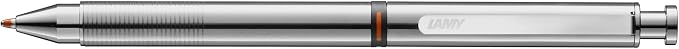 Lamy Set of 1 x ST Twin Pen 645 Multi-Pen System Stainless Steel Ballpoint Pen and Pencil in Silver and 1x Genuine Leather Case in Black for Two Writing Instruments