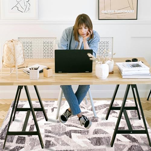 Office Chair Mat for Hardwood Floor, 60"x45" Easy Glide Computer Desk Mat Protector for Rolling Chair Under Desk Rug Nonslip Backing, Machine Wash, (Modern)