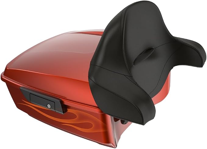 Advanblack 2025 RG Tour Trunk Pack Whiskey Firestorm King Tour Trunk Pack Luggage +Wrap-Around Backrest Pad for '97-'25 Harley Touring Road King Street Glide Electra Glide CVO models