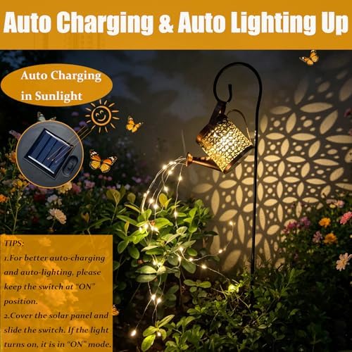 Merrytech Solar Watering Can Light,Garden Decor Gifts for Mom Grandma Large