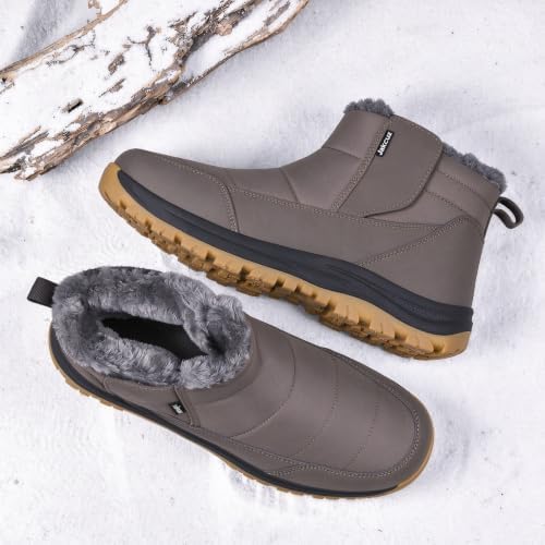 Jakcuz Plus Size Men's Water Resistant Winter Snow Boots with Warm Faux Fur