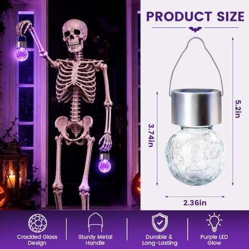 GIGALUMI Solar Hanging Lights Outside Halloween Decoration Lanterns 8 PC