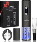 Electric Wine Opener Set, Rechargeable 4-in-1 Corkscrew Luxury Gift Box with Charging Vacuum Stopper, Aerator Pourer & Foil Cutter,Cordless Metal Automatic Bottle Opener Kit for Men & Women